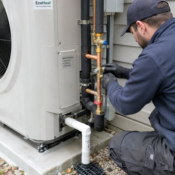 Heat Pump Hot Water - Connecting Heat Pump Pipework, Drainage and Electrical Supply in the Sunshine Coast